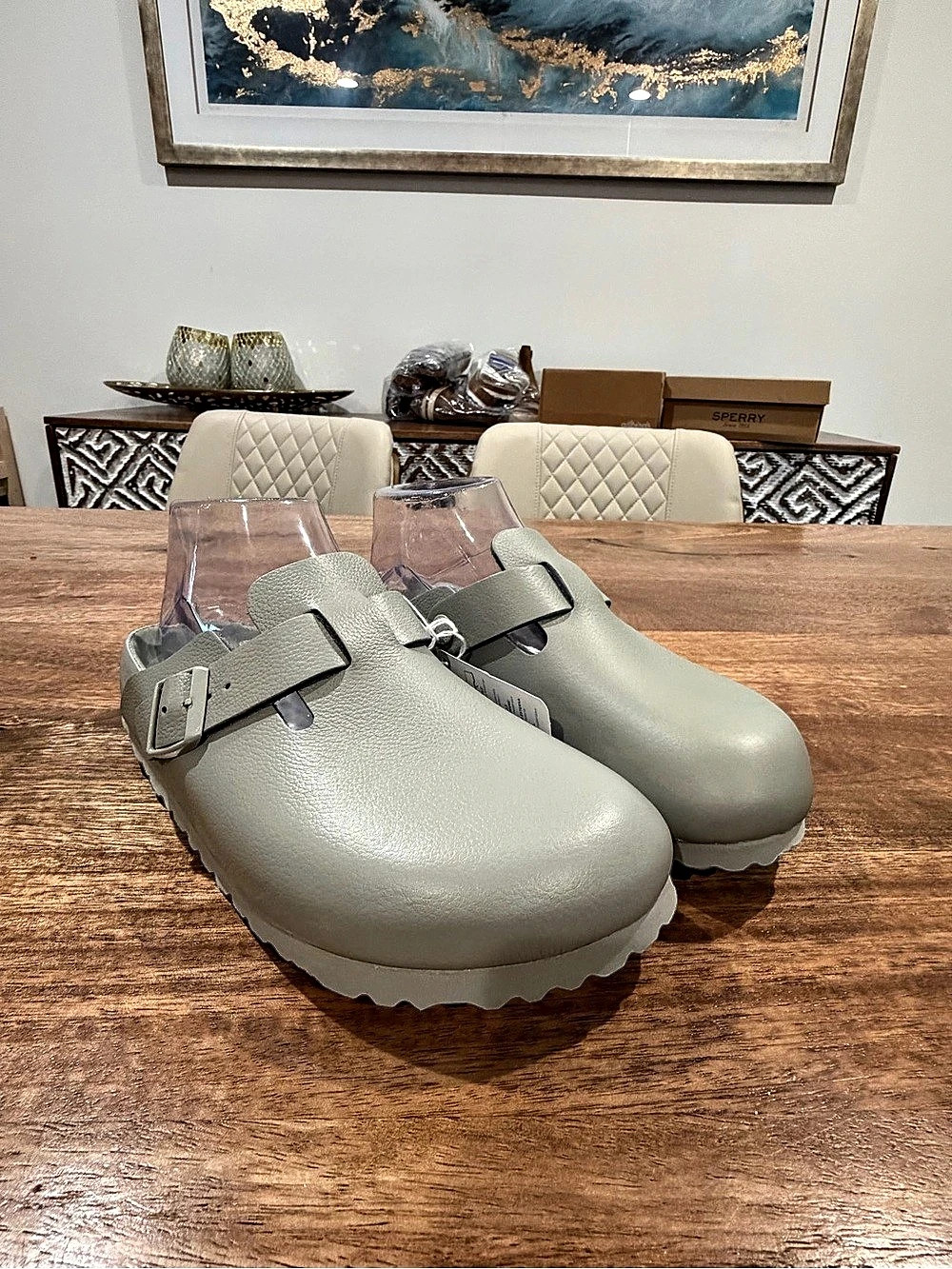 Birkenstock Boston Exquisite LeatherClog-Mineral Gray- Size 7W/5M BNIB